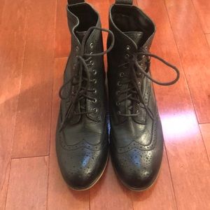Black Brogue Oxford Lace Up Boots